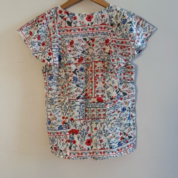 Let Me Be Vibrant Patchwork Blouse with Ruffle Sleeves, 100% Cotton, Size 2 - Picture 4 of 11